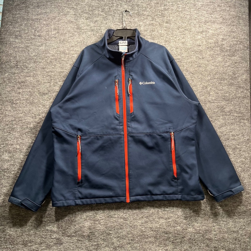 Columbia Interchange Softshell Jacket Mens XXL Navy Blue Red Full Zip